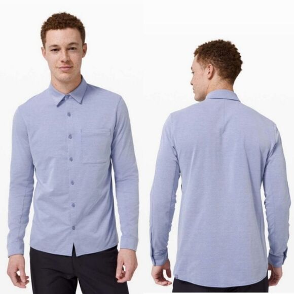 Lululemon Athetica Commission Long Sleeve Front Pocket Button Down Shirt Blue S - Picture 1 of 11